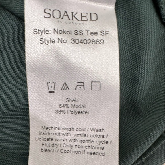 Soaked Stitchfix Green V Neck Short Sleeve Pocket Raw Hem Tee Shirt medium - Picture 11 of 17